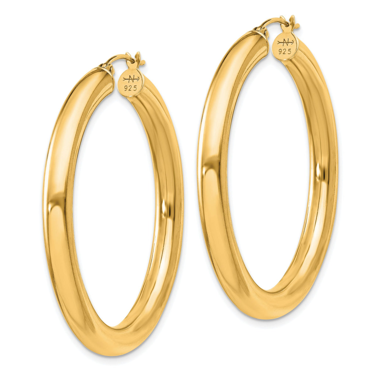 Flash Round Hoop Earrings in Gold-Plated Sterling Silver, 42mm - Sophia Jewelers