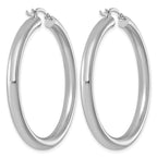 Sterling Silver Rhodium-Plated 4mm Round Hoop Earrings, 47mm - Sophia Jewelers
