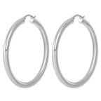Sterling Silver Rhodium-Plated 4mm Round Hoop Earrings, 58mm - Sophia Jewelers