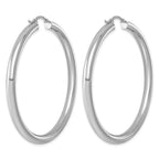 Sterling Silver Rhodium-Plated 4mm Round Hoop Earrings, 58mm - Sophia Jewelers