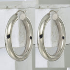 Sterling Silver Rhodium-Plated 5mm Round Hoop Earrings, 37mm - Sophia Jewelers