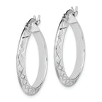Sterling Silver RH-plated D/C Knife Edge 3mm Round Hoop Earrings