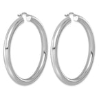 Sterling Silver Rhodium-Plated 5mm Round Hoop Earrings, 57mm - Sophia Jewelers