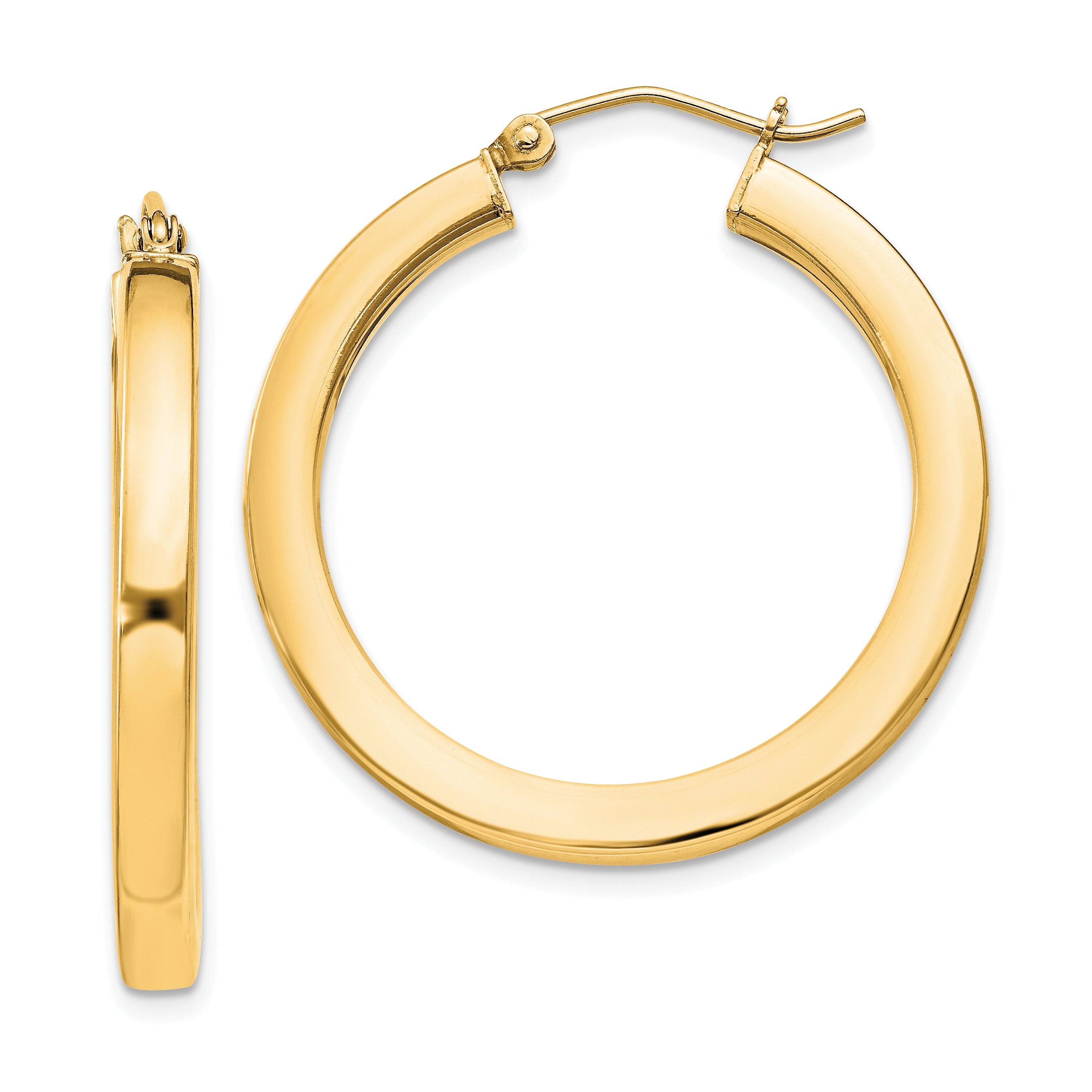 Sterling Silver Flash Gold-plated 3x30mm Square Tube Hoop Earrings Main image