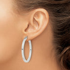 Sterling Silver 3x40mm Square Tube Hoop Earrings
