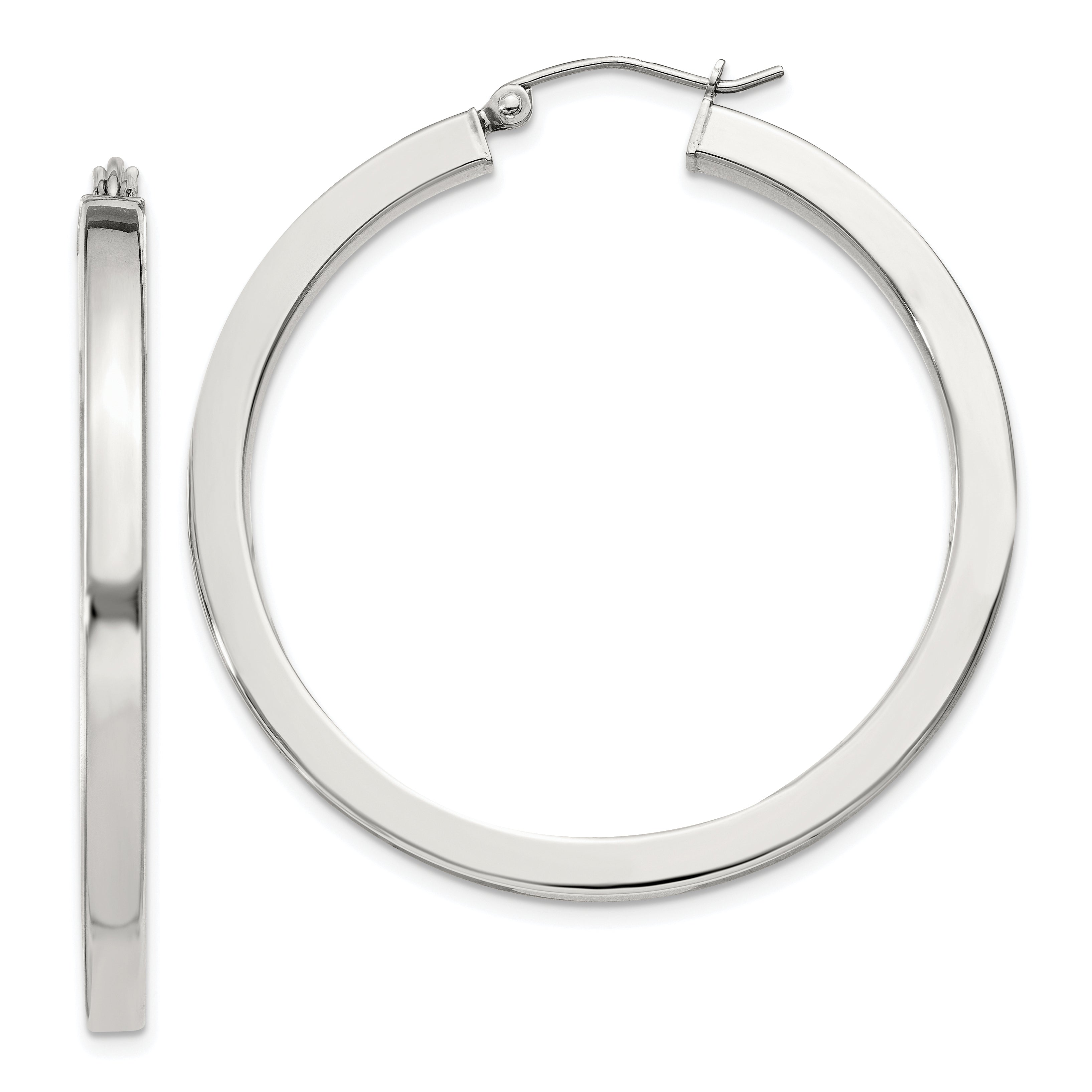 Sterling Silver 3x40mm Square Tube Hoop Earrings Main image