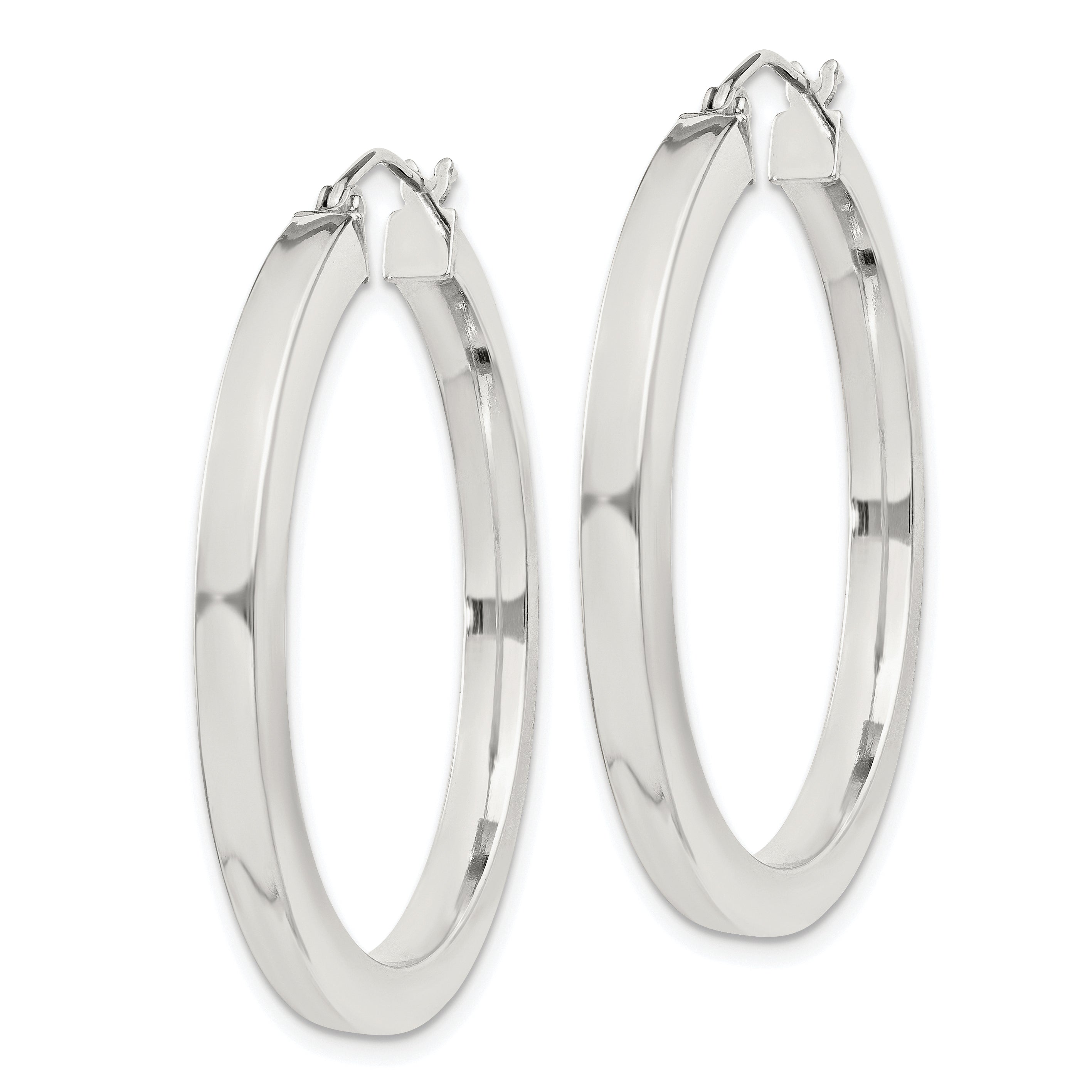Sterling Silver 3x35mm Square Tube Hoop Earrings Secondary image