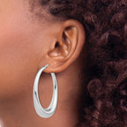 Sterling Silver Rhodium-Plated Polished Hollow Oval Hoop Earrings, 52mm - Sophia Jewelers