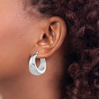 Tapered Round Hoop Earrings in Sterling Silver, 26mm - Sophia Jewelers