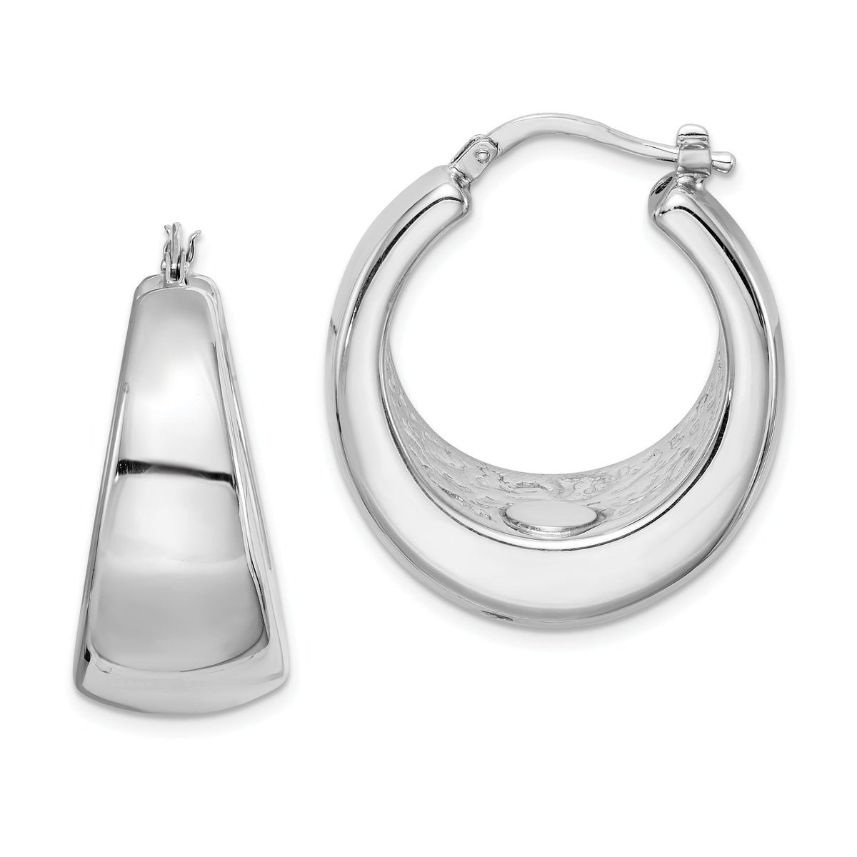 Tapered Round Hoop Earrings in Sterling Silver, 26mm - Sophia Jewelers Main image
