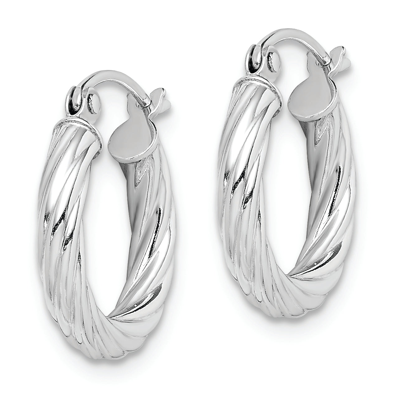 Sterling Silver Rhodium-plated 2.7x15mm Twisted Hoop Earrings Secondary image