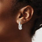 Filigree Omega Back J-Hoop Earrings in Sterling Silver, 22mm - Sophia Jewelers