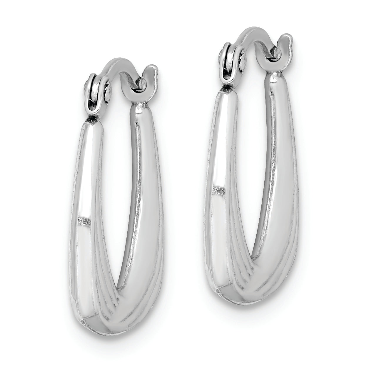 Sterling Silver Rhodium Plated Hollow Hoop Earrings Secondary image
