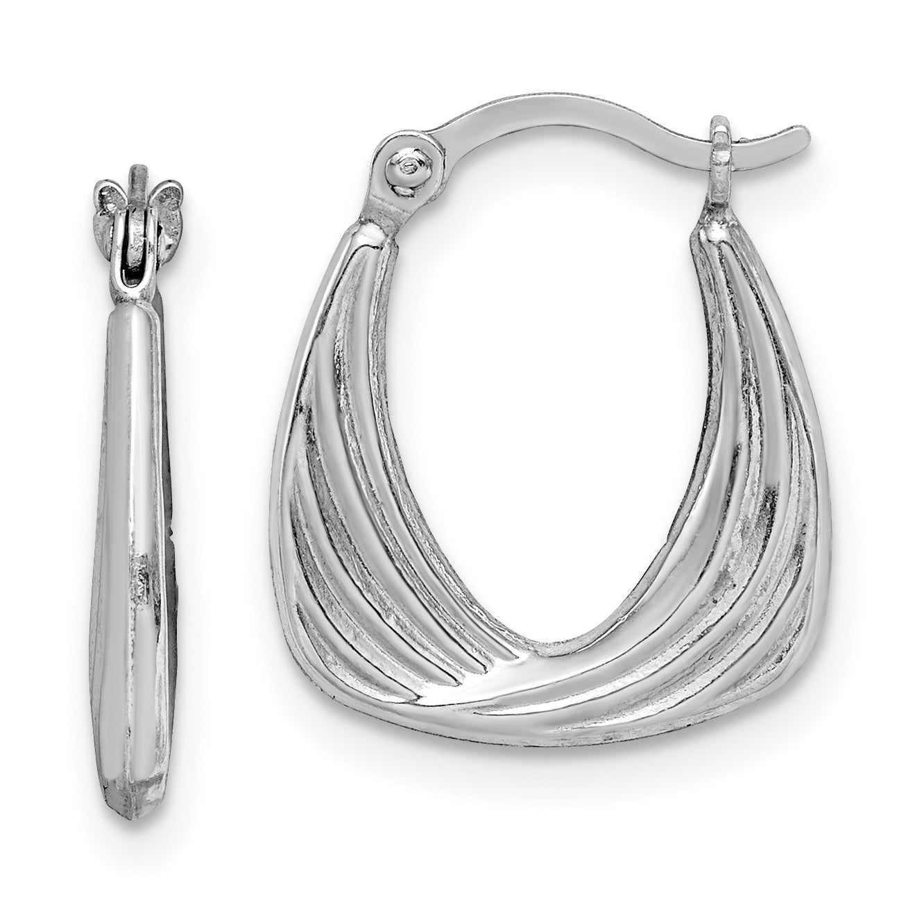 Sterling Silver Rhodium Plated Hollow Hoop Earrings Main image