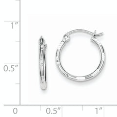 Sterling Silver Rhodium Plated Diamond Cut Hoop Earrings