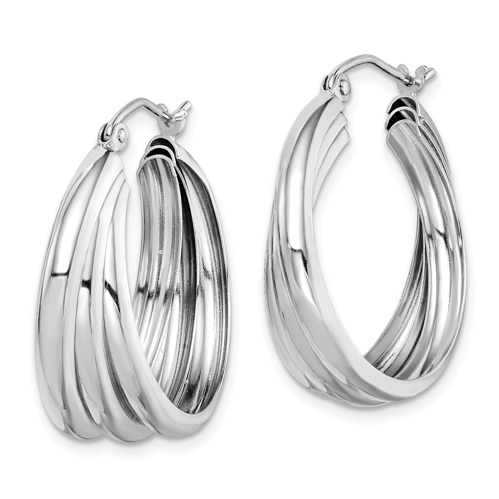 Triple Tube Twisted Hoop Earrings in Sterling Silver, 24mm - Sophia Jewelers