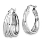 Triple Tube Twisted Hoop Earrings in Sterling Silver, 24mm - Sophia Jewelers