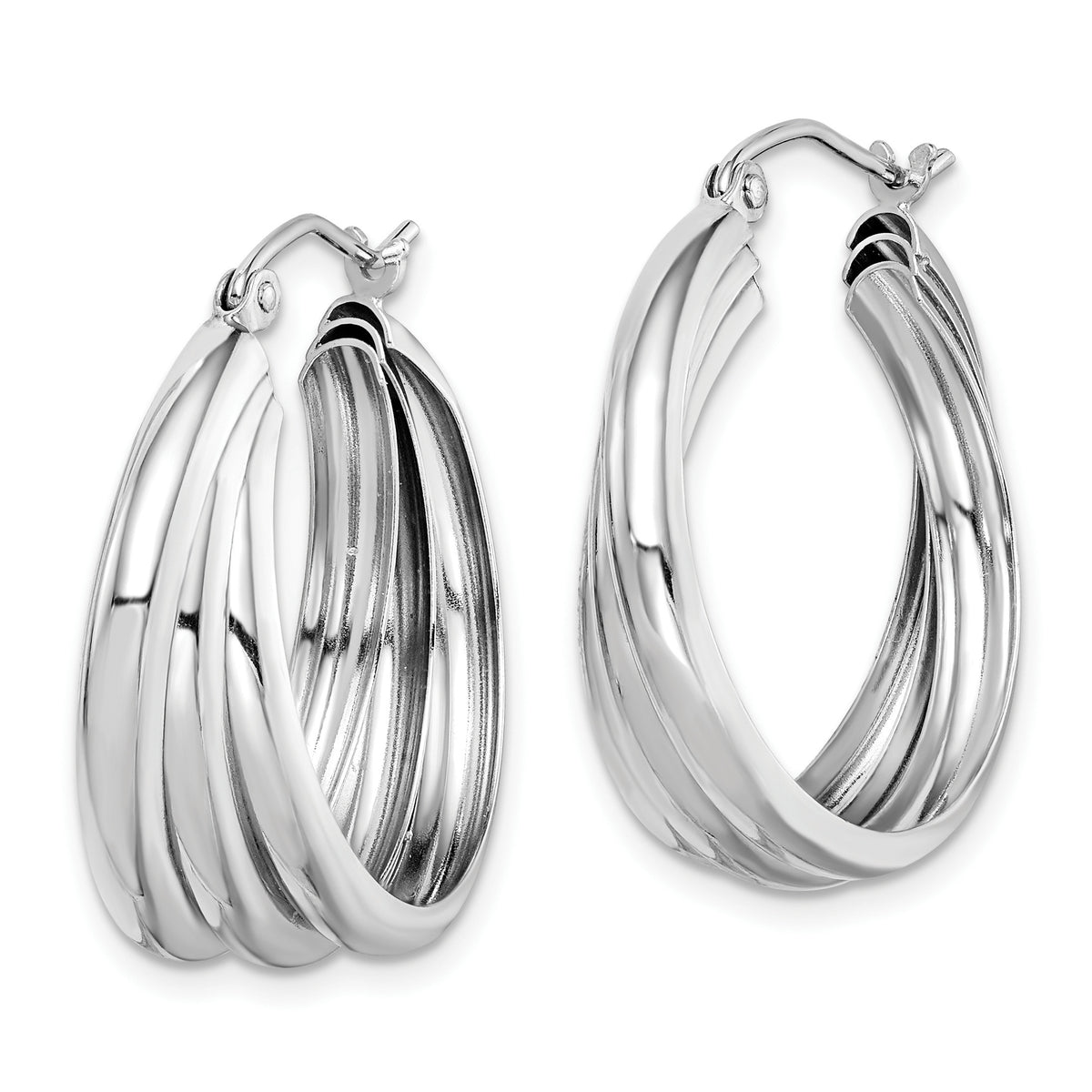 Triple Tube Twisted Hoop Earrings in Sterling Silver, 24mm - Sophia Jewelers