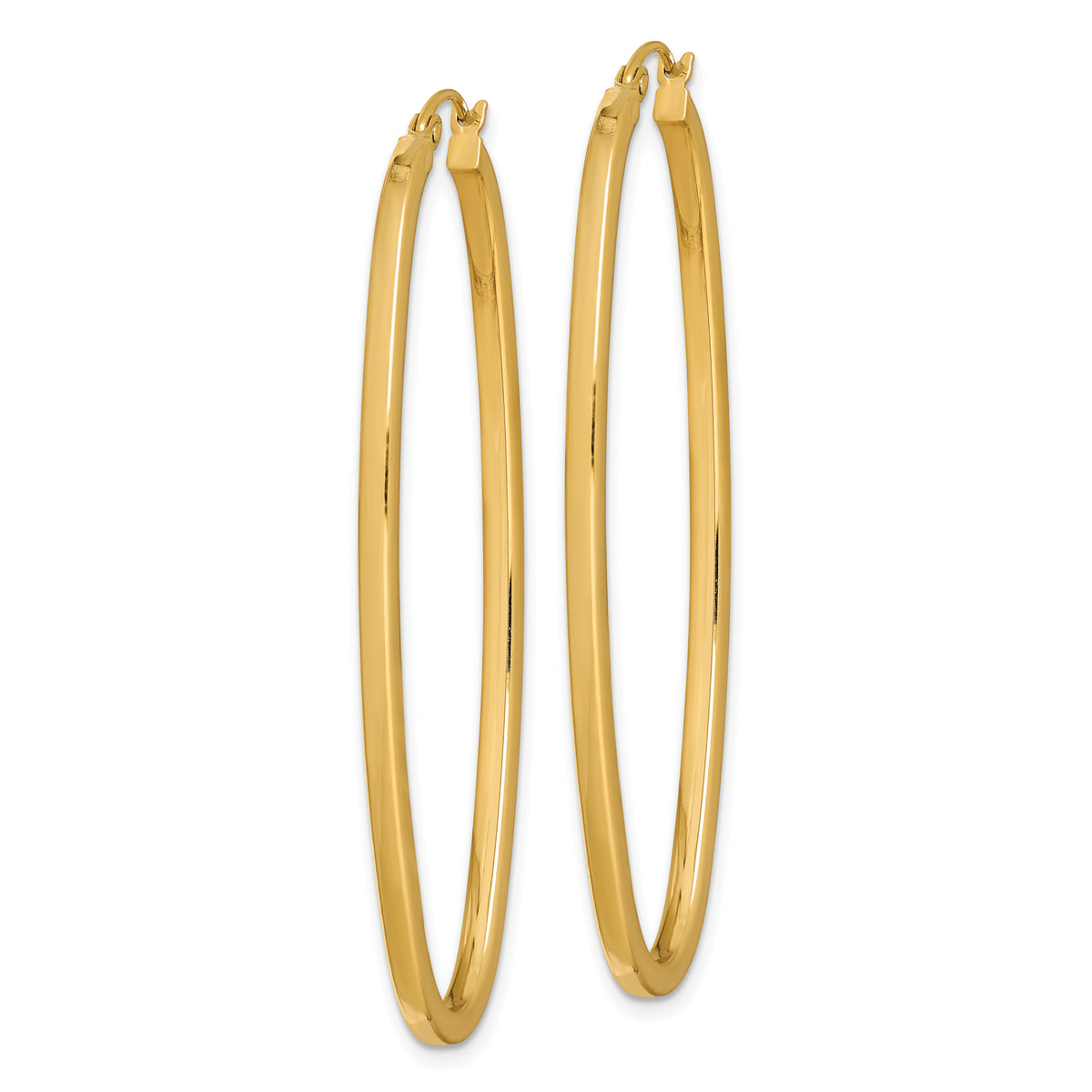 Sterling Silver Gold-plated Square Tube 2.5mm Oval Hoop Earrings