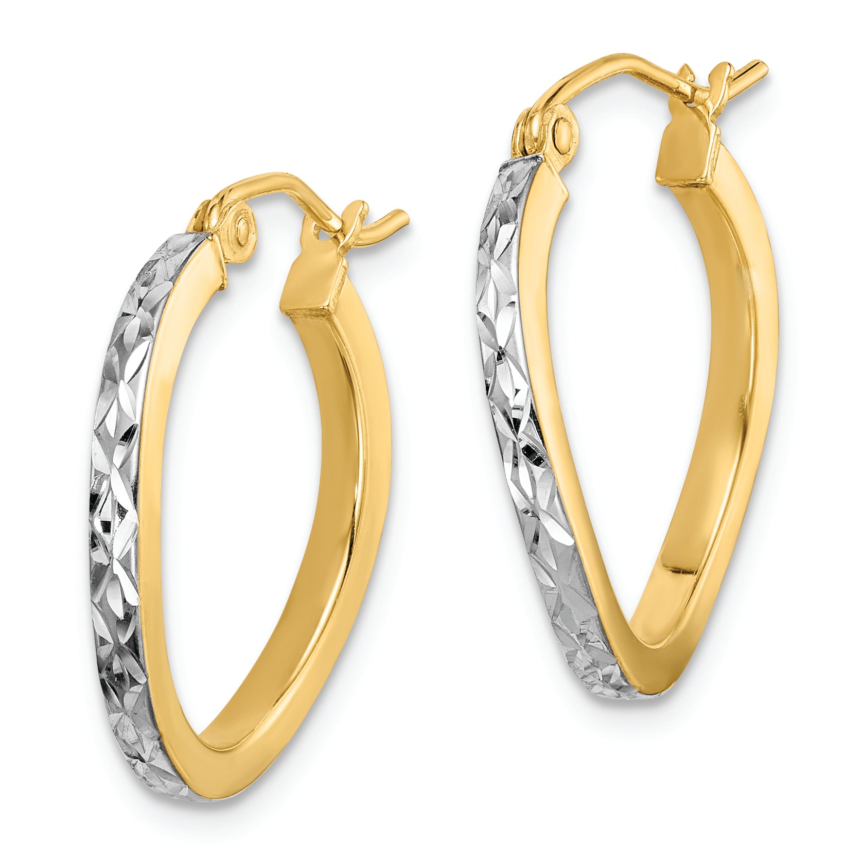 Sterling Silver Rhod-plated Vermeil Diamond-cut 2.5mm Curved Hoop Earrings