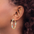 Yellow/Rose 5mmTwisted Hoop Earrings in Sterling Silver, 37mm - Sophia Jewelers