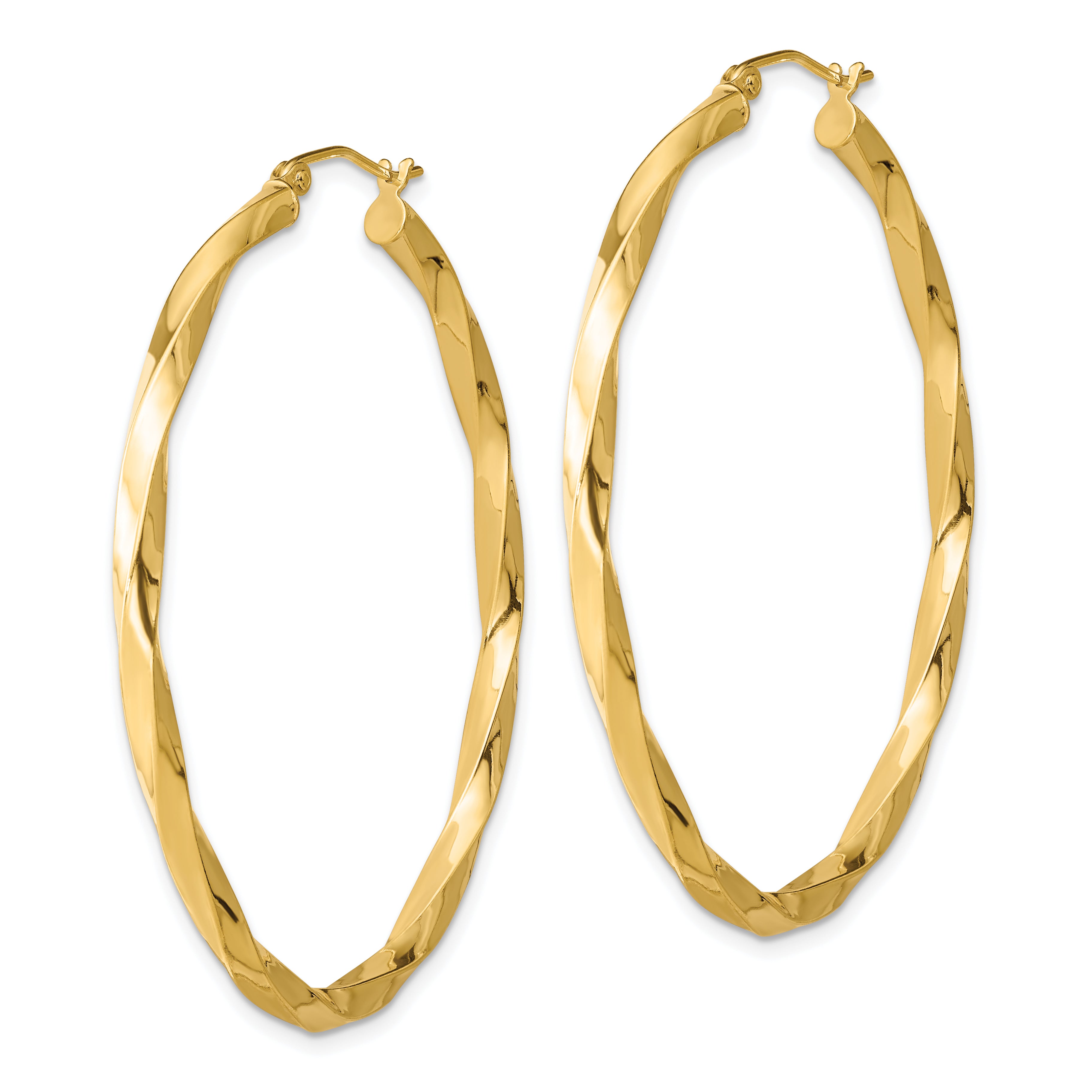 Sterling Silver Gold-plated Twisted 4mm Oval Hoop Earrings