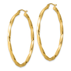 Sterling Silver Gold-plated Twisted 4mm Oval Hoop Earrings