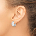 Sterling Silver Rhodium Polished Patterned Hinged Hoop Earrings, 18mm - Sophia Jewelers