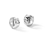Sterling Silver Rhodium Polished Patterned Hinged Hoop Earrings, 18mm - Sophia Jewelers