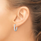 Sterling Silver Rhodium Polished Diamond Cut Hinged Hoop Earrings, 21mm - Sophia Jewelers