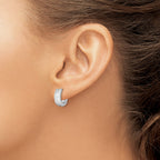 Sterling Silver Rhodium-Plated Diamond Cut Hinged Hoop Earrings - Sophia Jewelers