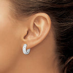 Sterling Silver Rhodium Polished Diamond Cut Hoop Earrings - Sophia Jewelers