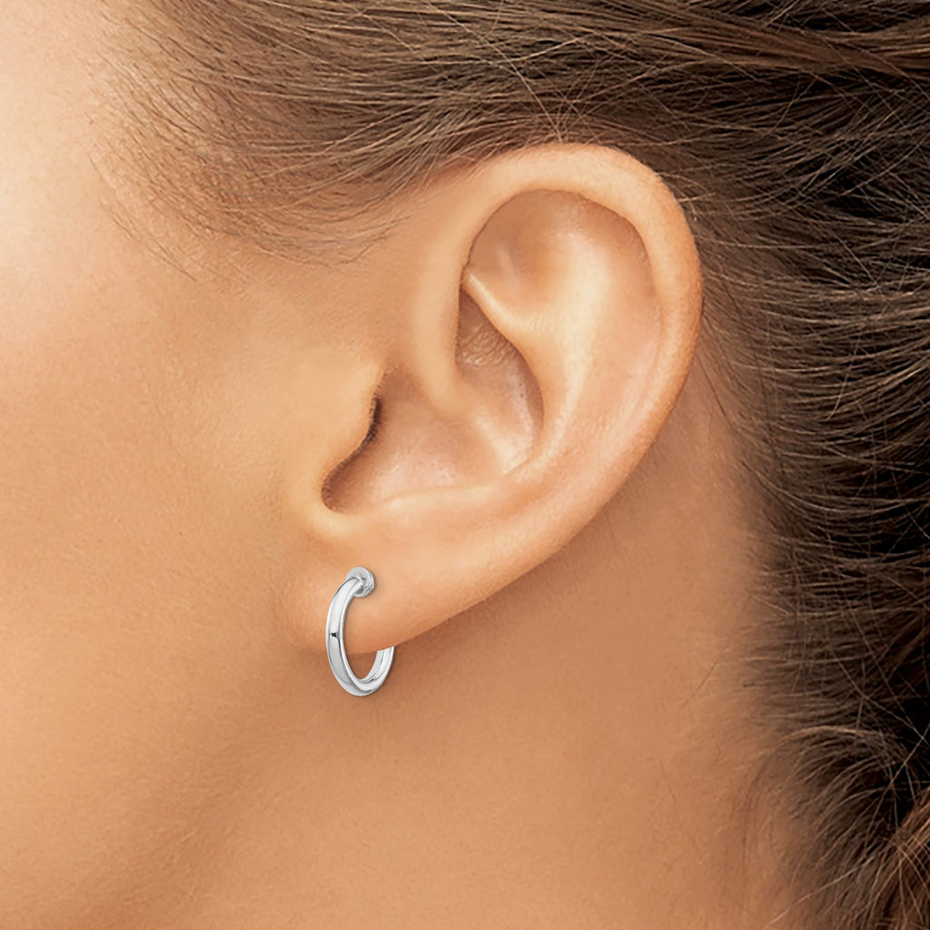 Non-Pierced Round Hoop Earrings in Sterling Silver, 2x14mm - Sophia Jewelers
