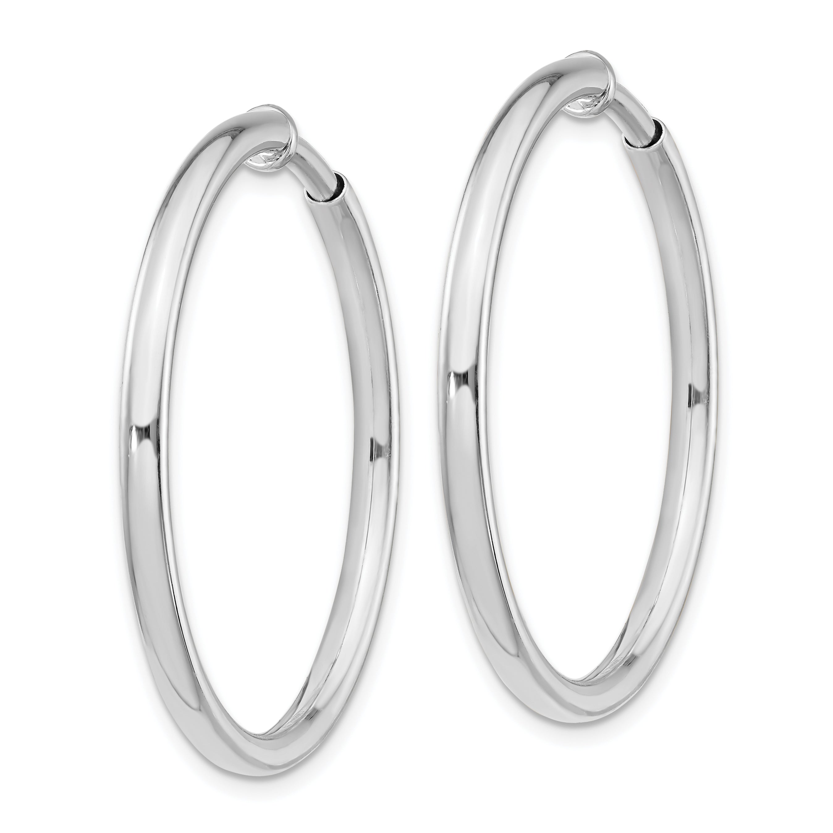 Sterling Silver RH-plated 2.5x37mm Non-Pierced Round Hoop Earrings Secondary image