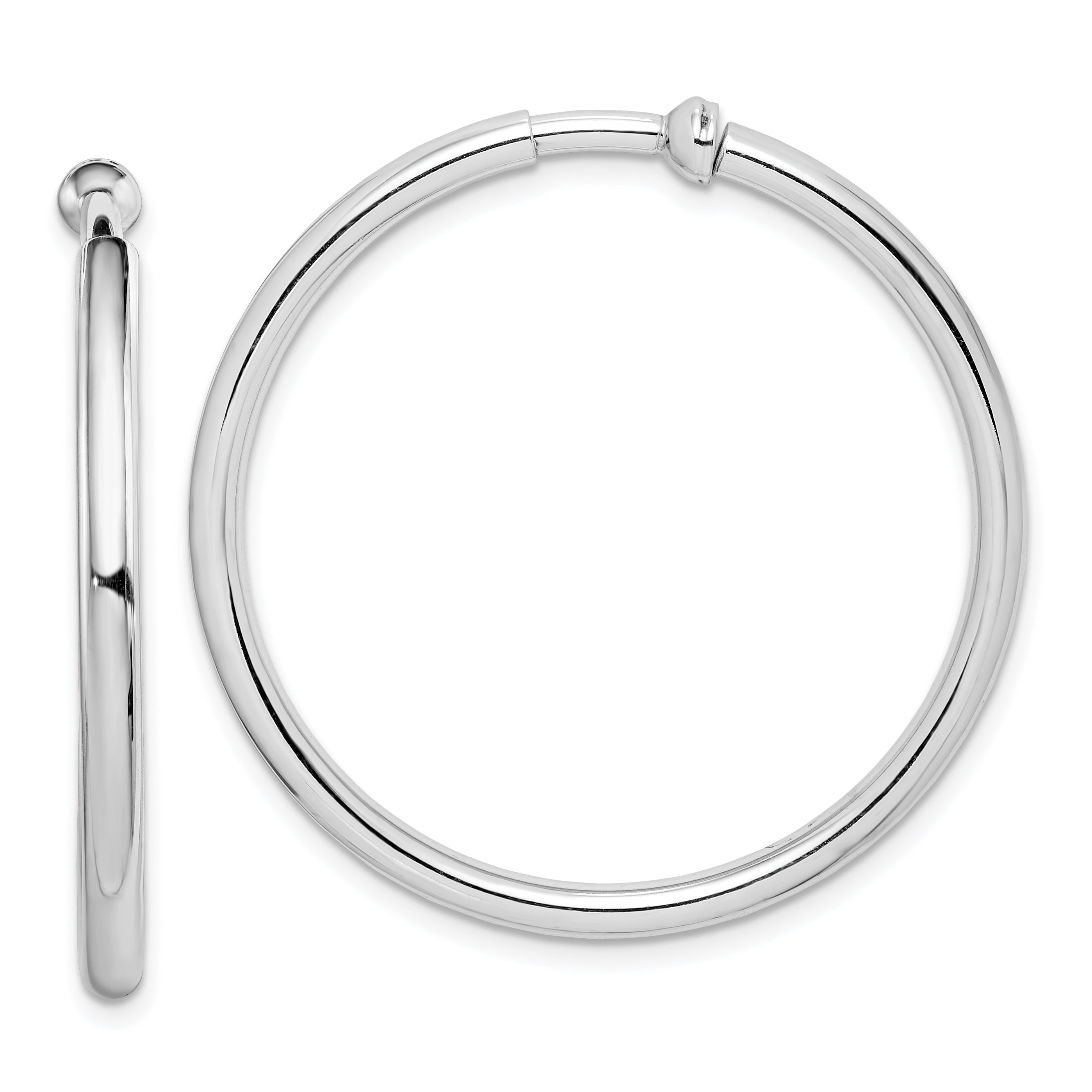 Sterling Silver RH-plated 2.5x37mm Non-Pierced Round Hoop Earrings Main image