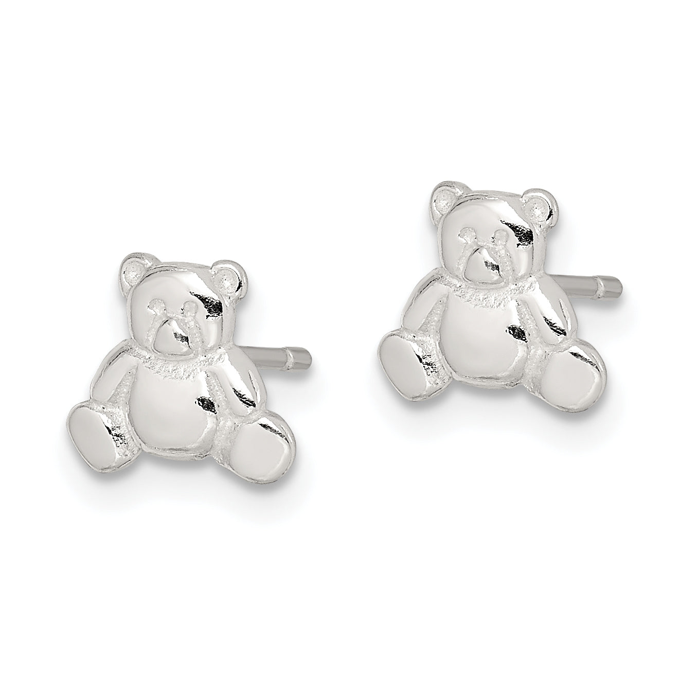 Sterling Silver Polished Teddy Bear Children's Post Earrings Secondary image