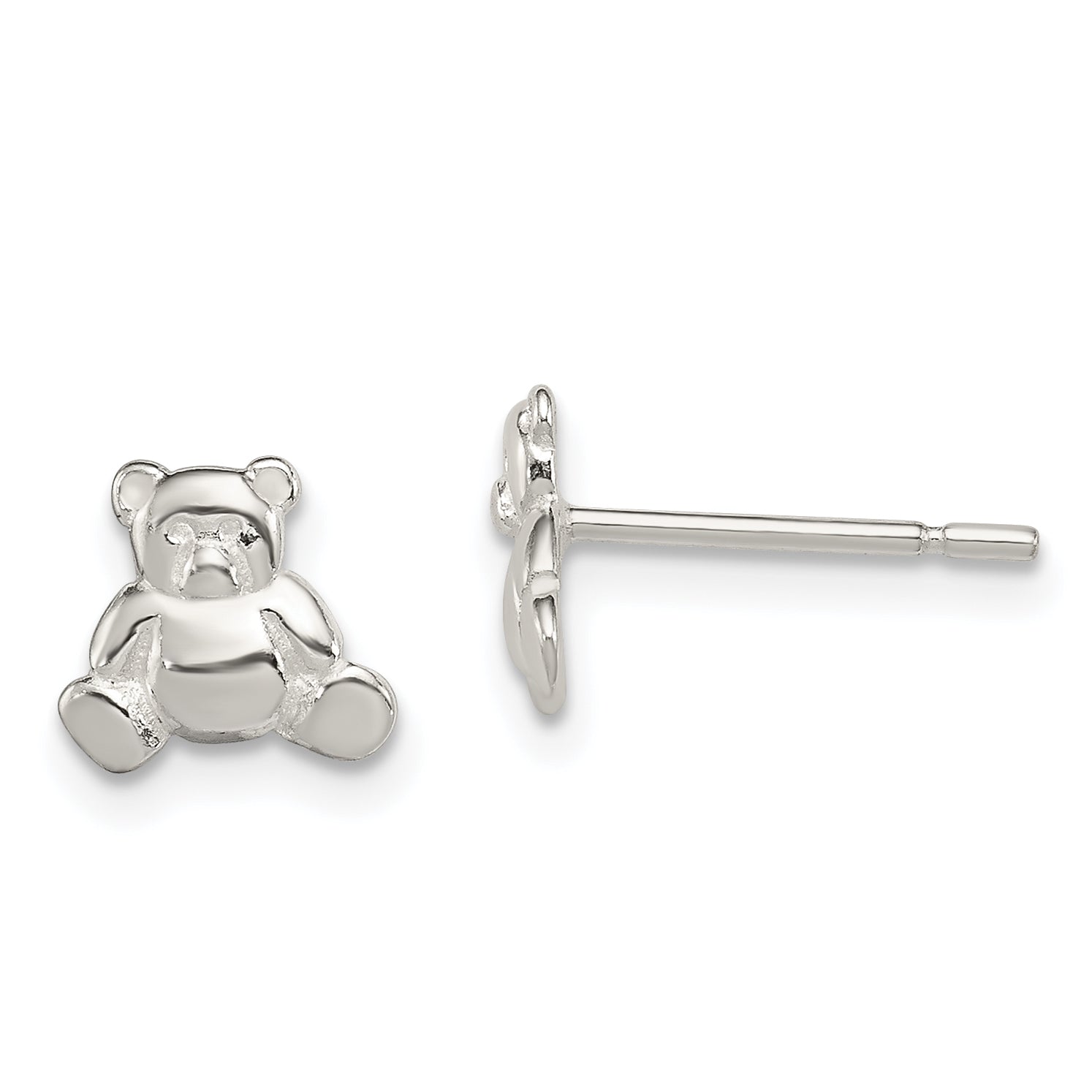 Sterling Silver Polished Teddy Bear Children's Post Earrings Main image
