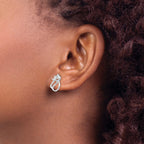 Sterling Silver Rhodium-Plated Cubic Zirconia Open Cat Post Earrings - Sophia Jewelers
