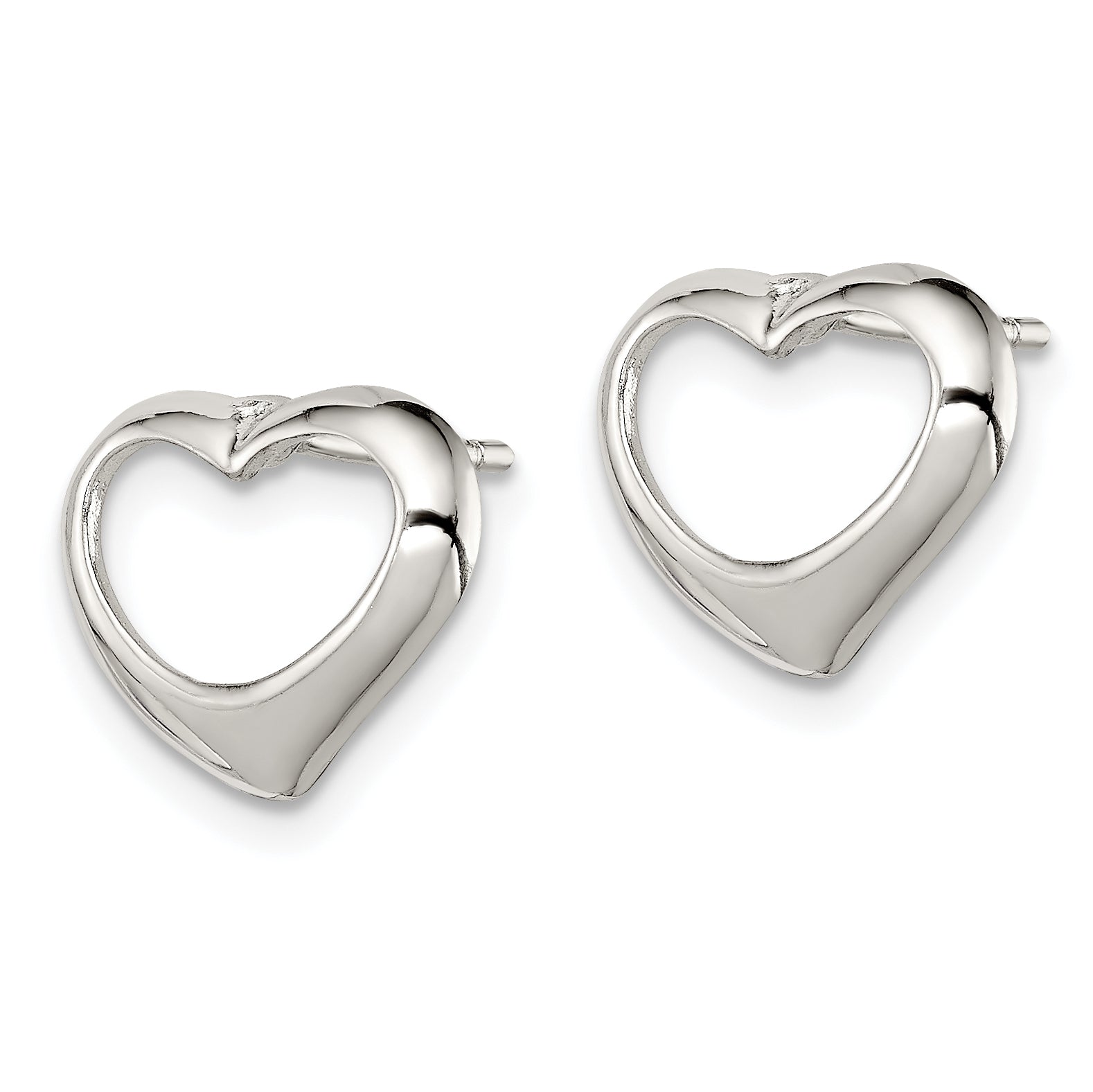 Sterling Silver Rhodium-plated Heart Post Earrings Secondary image