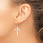 Latin Cross Dangle Earrings in Sterling Silver, Diamond-Cut - Sophia Jewelers