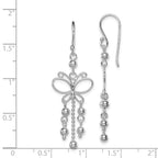 Sterling Silver Rhodium-plated Beaded Butterfly Dangle Earrings