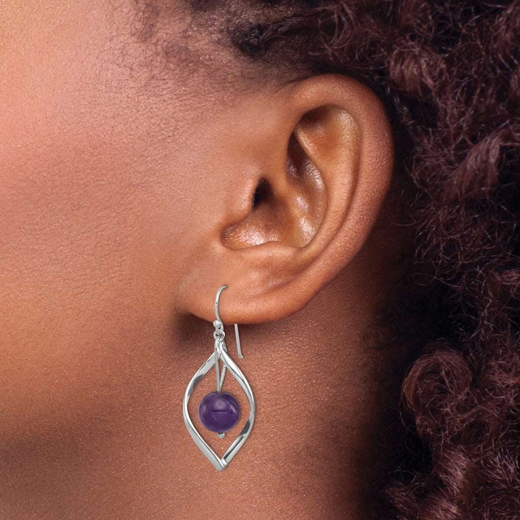 Twist Amethyst Dangle Earrings in Sterling Silver, 9mm - Sophia Jewelers