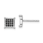 Sterling Silver Rhodium-plated Black Pav‚ CZ Square Post Earrings