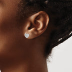 Cubic Zirconia Pavé Heart Stud Earrings in Sterling Silver, 9mm - Sophia Jewelers