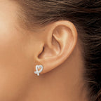 Heart Stud Earrings in Sterling Silver, 9x14mm - Sophia Jewelers