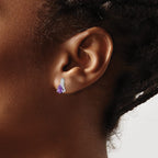 Diamond & Amethyst Stud Earrings in Sterling Silver, 7x5mm (0.01 ct. tw.) - Sophia Jewelers