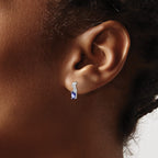 Oval Diamond & Tanzanite Stud Earrings in Sterling Silver, 4mm (0.01 ct. tw.) - Sophia Jewelers