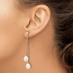 Sterling Silver Rose-tone 7-8mm White Rice Freshwater Cultured Pearl Post Dangle Earrings