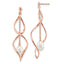 Sterling Silver Rose-tone 7-8mm White Rice Freshwater Cultured Pearl Post Dangle Earrings