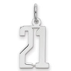 Sterling Silver/Rhodium-plated Elongated Number 21 Charm